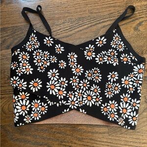 Maeve Black and White Daisy Crop Top
